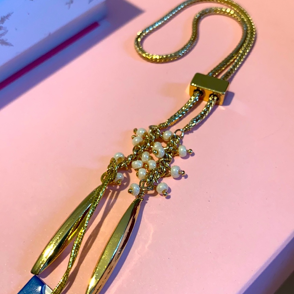 NIQUEA.D SORRELLI GOLD PLATED ADJUSTABLE BRACELET / PEARL SEEDS